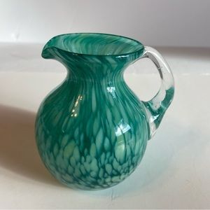 LE Smith Glass Co. Artisan Green Glass Blown Small Vase